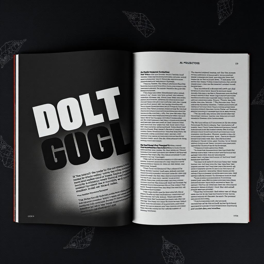 Editorial spread with oversized display typography